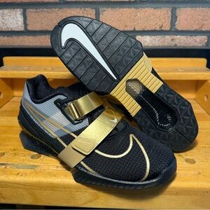 Nike Romaleos 4 Weightlifting Shoes Black Metallic Gold Sz. 10,